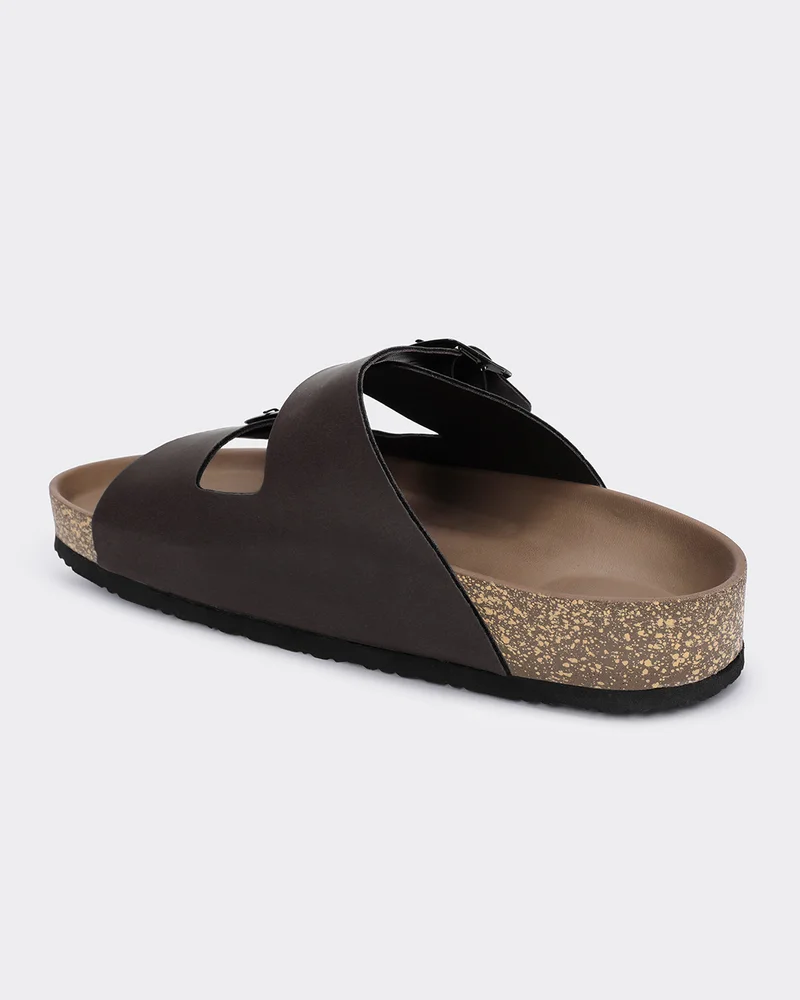 بيواكوف Men's Brown Double Strap Sandals